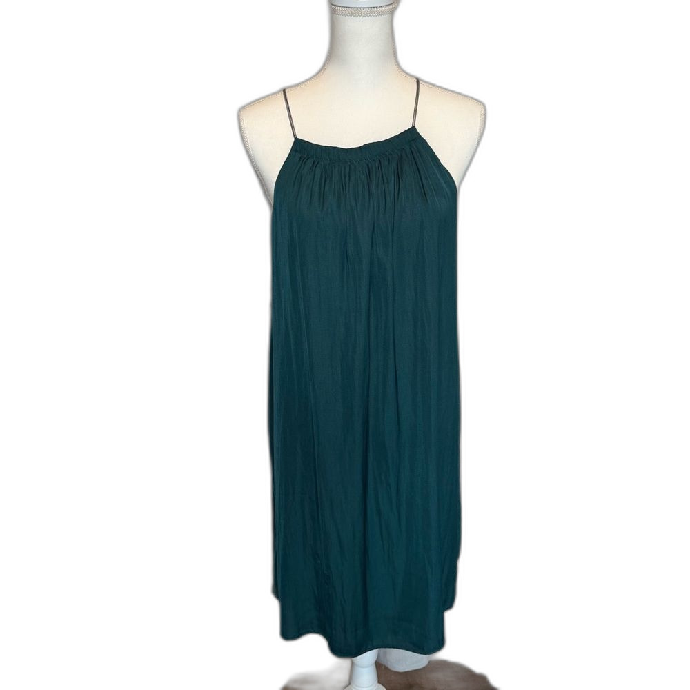Tart Dark Green Satin Cocktail Party Slip Dress Size Large